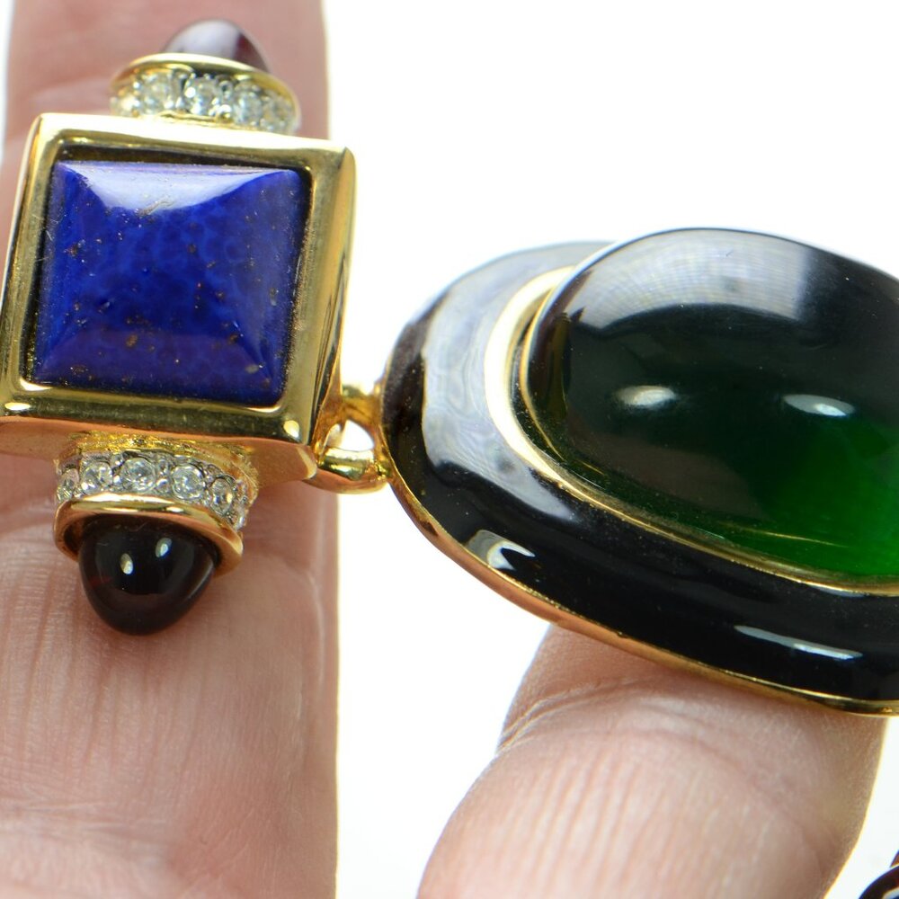 Kenneth Jay Lane Kjl Crystal & Enamel Art Deco Re… - image 4